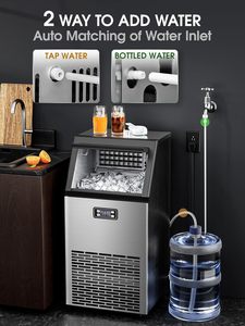 Machine à glaçons commerciale V2.0, 100 lb, remplissage d'eau bidirectionnel, machine à glaçons sous comptoir autonettoyante, machine à glaçons avec minuterie 24 heures, 33 lb - Product Image 2
