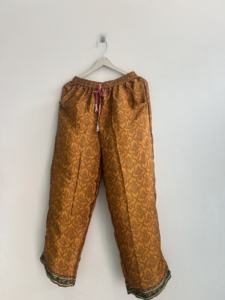 Assorted Lot Vintage Sari Silk Elastic Waist Hand Embroidery Breathable Eco-Friendly Full Length Pajama <b>Harem</b> Pants Unisex - Product Image 1