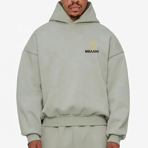Sweat-shirt à capuche gris pour homme MBAANI, fermeture éclair, logo brodé, coupe décontractée, couleur unie, vêtement d'automne - Product Image 5