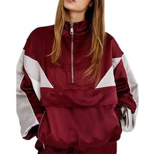 Unisex Color Blocking Tracksuit Set Full Sleeve Loose Fit Sporty Windbreaker Jogger <b>Pants</b> Breathable Polyester Spring Wear - Product Image 4