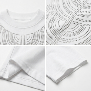 Short Sleeve O-Neck Street Style Casual Jersey Cotton Front Logo Men's Regular Fit T-Shirt Geometric Rhinestone Digital <b>Printing</b> - Product Image 5