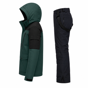 Combinaison de ski pour femme, bleu clair, 100% polyester, imperméable, à capuche, fermeture éclair, isolation synthétique, coupe ajustée, hiver - Product Image 6