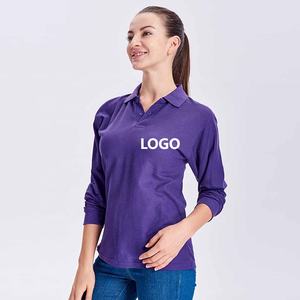 Personalizar Logo Mujeres Polos Últimos diseños de manga completa con estilo de señoras Golf Wear Polo Camisetas 100% Camisa de algodón - Product Image 5
