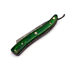 Maquinilla de afeitar de peluquero recta hecha a mano para afeitado cercano hoja de acero Damasco con mango de madera diseño clásico - Product Image 4