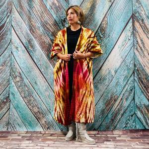 Belle Nouveau Kimono Robe D'été Surdimensionné Vacances Look Boho Festival Bohème Boho Chic À La Mode Femmes Tie Dye Kimono - Product Image 1