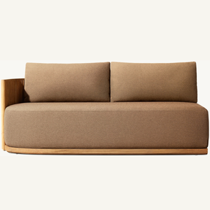 Sofá de dos plazas hecho de madera de teca con cojines suaves, duraderos y de buena calidad. - Product Image 1