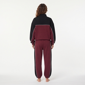 Ensemble de survêtement en molleton de coton pour femme, personnalisé, avec sweat-shirt demi-zip, vente en gros - Product Image 6