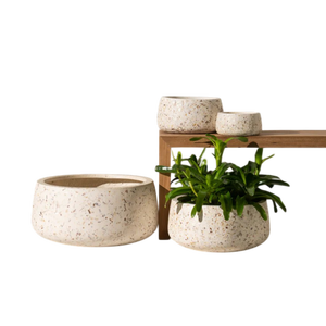 Pot de fleurs en terrazzo moderne de luxe, grand pot en ciment, minimaliste, différentes tailles, pot de jardin intérieur/extérieur, pot de décoration pour la maison - Product Image 1