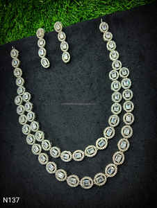 Ensemble de bijoux de mariée en diamant américain classique Collier et boucles d'oreilles en deux pièces pour mariage Style classique à la mode - Product Image 5