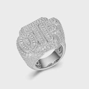 Customized Baguette Cut Moissanite Diamond Engagement <b>Ring</b> 925 Silver Rhodium Plated Hip Hop Style Wedding <b>Ring</b> for <b>Men</b> Gift - Product Image 2