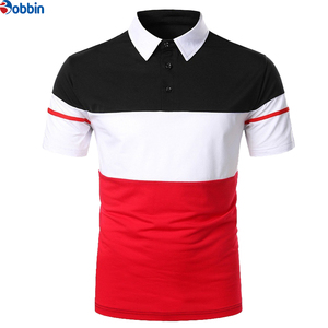 Nouvelle Arrivée Polo Homme Color Block Manches Courtes Tricoté Décontracté Col Rabattu Rayures Blanches, Bleu Marine et Rouges Respirant - Product Image 4