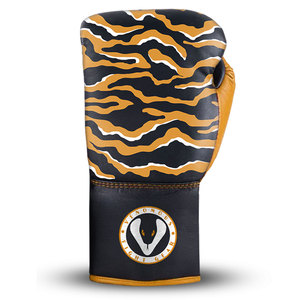 Guantes de Boxeo Profesionales de Cuero de Alta Calidad con Diseño de Rayas de Tigre, Personalizados OEM, con Agarre para las Manos y Soporte para la Muñeca con Cordones - Product Image 3