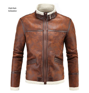 แจ็คเก็ตหนังราคาถูก คุณภาพสูง แจ็คเก็ตหนังสีดำ แจ็คเก็ตหนังฤดูหนาวสำหรับผู้ชาย แจ็คเก็ตหนังแกะบุขนสำหรับผู้ชาย - Product Image 1