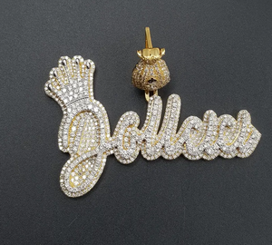 Collar con Colgante de Moissanita Personalizado de Lujo, Diseño de Letras en Script, Joyería Hip Hop, Regalo - Product Image 2