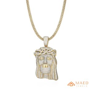 Iced Out Christian Jesus Head Moissanite Pendant Necklace Gold Plated Silver Hip Hop Charm Luxury Fashion Jewelry Unisex <b>Gift</b> - Product Image 1