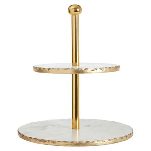 Modern 2 Tier Cake Knife with Gold & Silver Finish <b>Frame</b> Stone for Cupcakes Pastries and Oven Safe Display - Product Image 3