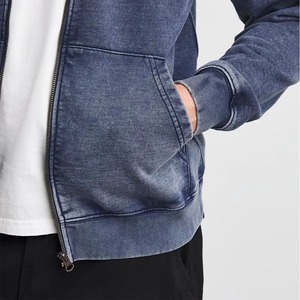 Heavy Weight Streetwear Loose Fit Acid <b>Wash</b> Zipper Hoodies For <b>Boys</b> Good Fabric Custom Oversized Washed Distressed Men Hoodies - Product Image 4
