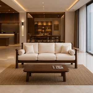 Sofá Moderno de 3 Plazas en Madera de Teca Sólida, Tapizado, Muebles para Sala de Estar, Hotel, Villa, Apartamento, Diseño Personalizado - Product Image 6