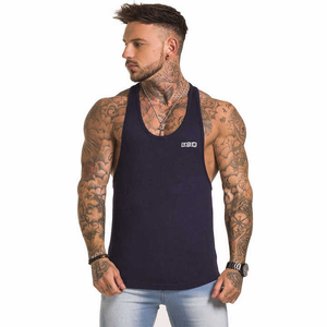 Oem Wholesale <b>Mens</b> Breathable 100% Cotton Sports Tank Tops Bodybuilding Fitness Workout Gym Stringer For Running - Product Image 4