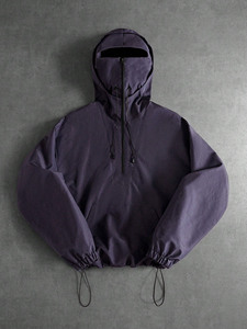 Sudaderas con capucha tipo anorak personalizadas para pedidos al por mayor, tela tejida personalizada, estampado reflectante, impermeables, OEM, ropa urbana, marca privada, MOQ bajo - Product Image 2