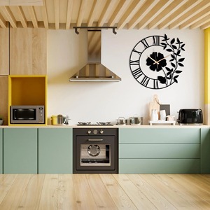 Modern Black Metal <b>Wall</b> <b>Clock</b> with Flower and Semi Circle Pattern Elegant <b>Wall</b> <b>Decor</b> <b>Clock</b> for Home Office and Gifting Purpose - Product Image 2