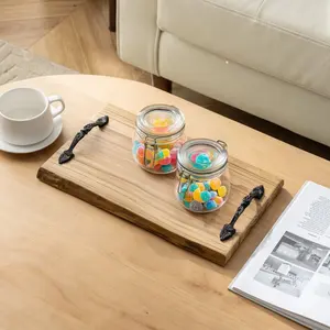 Bandeja de café de madera de alta calidad, tallada a mano, de lujo, exclusiva, de madera maciza, para servir en la mesa. - Product Image 4