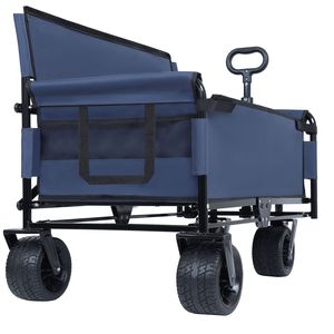 Carrito Plegable Convertible 3 en 1, Resistente, Capacidad de Carga de 500 lb, 180 L, Carretilla Todoterreno con Asiento de Banco y Almacenamiento, Carrito para Acampar - Product Image 6