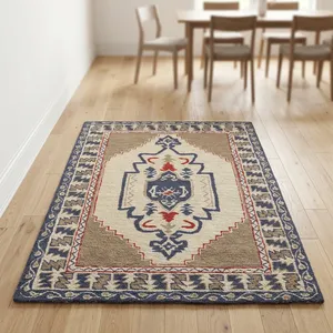 Tapis HILTEX JT-7252 moderne géométrique en jute écologique, rectangulaire, gris beige, tufté à la main, à poils ras, antidérapant, en latex - Product Image 4
