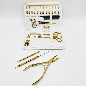 Gold Plasma Hair Extension Tools Kit – Flat I Tip Plier with Hair Clips, <b>Razor</b> & Scissor <b>Set</b> for Salon Professionals - Product Image 4