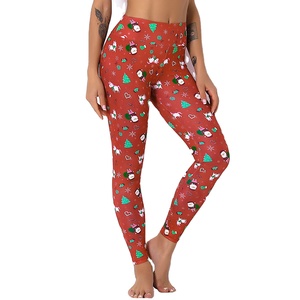 Women's Mid Waist Fitness Pants Christmas Digital Print <b>Yoga</b> <b>Leggings</b> Made of 100% Spandex Fabric - Product Image 2