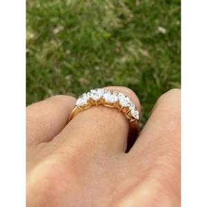 Anillo de Cinco Piedras con Diamantes en Forma de Pera y Piedras Multicolores en Oro Amarillo Sólido, con Clúster de Lágrimas Alternadas y Banda de Eternidad, Elegante Anillo de Novia - Product Image 3