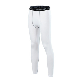 Leggings de compression taille haute pour hommes, 85% polyester, motif uni, taille élastique, longueur intégrale, respirant, logo personnalisé, 140g, tricot fin - Product Image 2