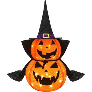 Décoration de citrouille pliable d'Halloween de 3 pieds avec 50 lumières LED Pop-Up Jack-O-Lantern Star Cap Plug-In pour Halloween - Product Image 2