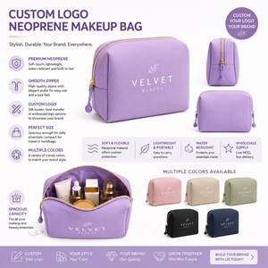 Waterproof Neoprene Travel Makeup Bags, Custom Logo Printed Wash Pouches for Beach & Gym, Durable Cosmetic Bag Supplies - Product Image 6