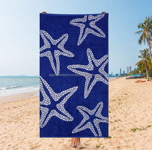 Serviettes de camping personnalisées imprimées, motif étoile de mer, serviettes de plage en tissu éponge, vente en gros, exportation - Product Image 1
