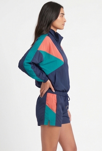 Conjunto de Chaqueta Corta con Cremallera y Pantalones Cortos con Cordón para Mujer, Conjunto Impermeable para Lluvia - Product Image 6
