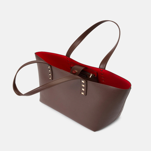 Women Real Leather Tote <b>Bag</b> Brown Luxury Shoulder Handbag Large Capacity <b>Studded</b> Elegant Work Purse - Product Image 2
