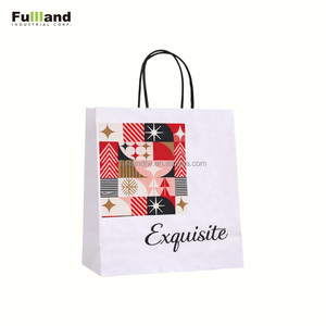 Sacs en papier kraft écologiques personnalisés avec poignée torsadée, imprimés en flexographie, impression intégrale de votre propre logo, cadeaux de Noël de luxe, shopping, nourriture - Product Image 1