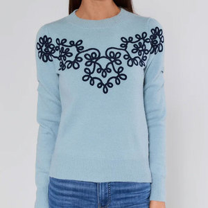 Pulls d'hiver décontractés pour femmes en 100 % coton brodé, personnalisables avec logo OEM, tricots de haute qualité, anti-rétrécissement, séchage rapide, vente en gros - Product Image 1