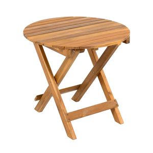 Tavolino Laterale Pieghevole e Regolabile in Legno di ACACIA per Esterni con Finitura in Teak, Nessuna Installazione Richiesta - Product Image 4