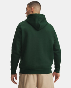 Dark Green Hooded Zipper-Up Sweatshirt Regular Fit Solid Color Cotton Fleece Digital Printing Casual Autumn Wear - Product Image 5