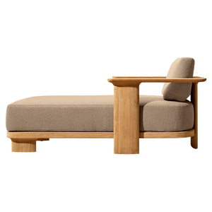 Chaise longue en teck massif de style Japandi moderne avec coussin confortable, design élégant des accoudoirs, mobilier de luxe pour hôtel, villa, resort - Product Image 2