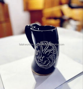 FWE Tasse en corne de guerrier viking rustique faite à la main Coffret cadeau Chope à café polie pour le bricolage Décoration de Noël, du Nouvel An ou d'Halloween - Product Image 3