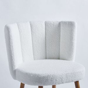Set di 2 Sedie da Pranzo Moderne Bianche con Schienale Confortevole e Cuscini in Tessuto a Pelo Corto, Gambe in Tubo di Ferro Color Legno - Product Image 5