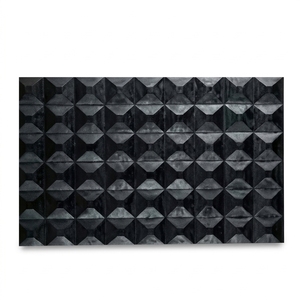 Décoration murale noire moderne en bois, motif géométrique 3D en forme de diamant, panneau mural sculpté, décoration intérieure contemporaine de luxe - Product Image 1