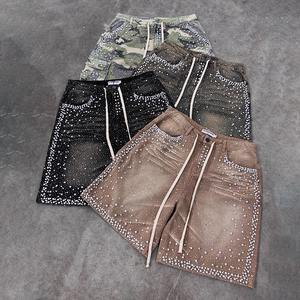 Pantalones Cortos de Mezclilla para Hombre OEM/ODM, Estilo Retro, Corte Recto, Borde Deshilachado, Cintura Elástica, Transpirables - Product Image 5