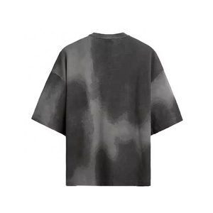 Camiseta de punto de algodón oversize con efecto tie-dye y manga corta para hombre, estilo vintage, con estampado liso, top informal de streetwear, camisetas casuales para hombre - Product Image 4