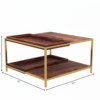 Mesa de Centro Moderna de Madera Sheesham y Metal Dorado – Mesa de Centro de 32 Pulgadas con Dos Estantes para Sala de Estar - Product Image 4