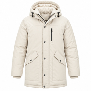 Parka de Invierno para Hombre, Color Beige, con Capucha, Chaqueta Acolchada, Gruesa y Resistente al Viento - Product Image 1