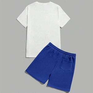 Nouvel ensemble décontracté 2 pièces pour homme, style urbain, imprimé, respirant, 100 % coton, short et t-shirt à manches courtes, collection été 2025 - Product Image 2